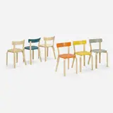 Alvar Aalto, Dining chairs model 69, set of six, lacquered birch, birch plywood