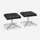 Ward Bennett, Stools, pair, c. 1965, aluminum, vinyl, enameled steel