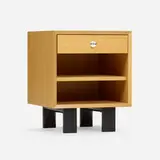 Thin Edge nightstand, model 4700 by George Nelson & Associates, 1952 / 2016, oak, lacquered wood, aluminum, sold Apr 2024