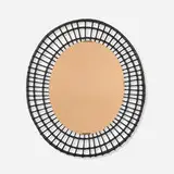 Santambrogio & De Berti, Wall mirror, c. 1955, painted rattan, copper tinted mirrored glass, brass