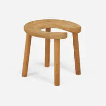 Sauna stool by Antti Nurmesniemi, c. 1952, stained birch, laminated birch, teak, sold Apr 2024