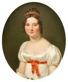Portrait of a lady, bust-length, in white by Italian School, oil on canvas, oval, sold Feb 2016