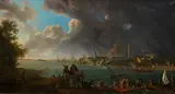 Jean-François Hue, View of the Port of Lorient, Brittany, oil on canvas