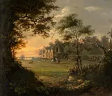 Travellers resting by ruins by William Allison, oil on canvas, sold Feb 2016