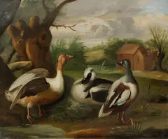Ducks in a landscape by Marmaduke Craddock, oil on canvas, sold Feb 2016