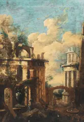 Architectural capricci by Antonio Stom, a pair, oil on canvas, sold Feb 2016