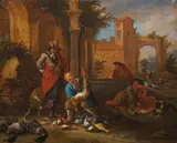 After the hunt by Adriaen de Gryeff, oil on panel, offered Feb 2016