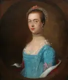 Portrait of a lady, half-length, in a blue dress by Thomas Gainsborough, oil on canvas, sold Feb 2016