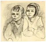 Lea Grundig, Geschwister, 1933, Tuschpinsel und -feder auf Papier