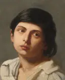 Franz Defregger, Junger Italiener (Studienkopf), Öl auf Papier auf Pappe