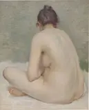 Max Pietschmann, Sitzender weiblicher Rückenakt, 1893, Öl auf leinwand