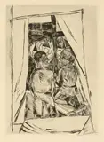 Kinder am Fenster by Max Beckmann, 1922, Kaltnadel auf Velin, sold Nov 2019