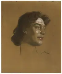 Eugen Spiro, Portrait Tilla Durieux, 1902, Kohle und Farbkreide, weiß gehöht, auf Pappe
