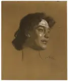 Eugen Spiro, Portrait Tilla Durieux, 1902, Kohle und Farbkreide, weiß gehöht, auf Pappe