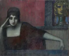 Adolf Frey-Moock, Frau mit dem Haupt der Medusa, Um 1910, Öl auf Leinwand