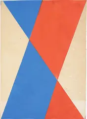 Rot und Blau, diagonal by Hermann Glöckner, 1977, Tempera und Faltung auf Papier, sold Dec 2021