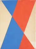 Hermann Glöckner, Rot und Blau, diagonal, 1977, Tempera und Faltung auf Papier