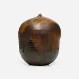 Untitled (with rattle) by Toshiko Takaezu, c. 1985, glazed stoneware, sold Apr 2024