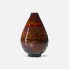 Early vase by Edwin and Mary Scheier, c. 1955, glazed stoneware, sold Apr 2024
