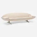 Johannes Andersen, Capri sofa, 1958, upholstery, chrome-plated metal, plastic