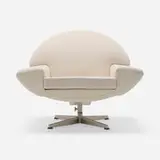Johannes Andersen, Capri lounge chair, 1958, upholstery, chrome-plated steel, plastic