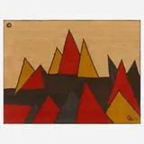 Pyramids tapestry by Alexander Calder, 1975, hand-woven maguey fiber, sold Apr 2024