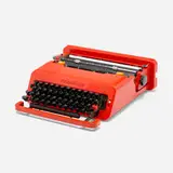Valentine typewriter by Ettore Sottsass, 1969, plastic, enameled steel, metal, rubber, sold Apr 2024
