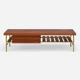 Ico Parisi, Coffee table, model 2185, c. 1950, walnut, brass