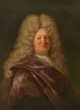 Jean-François de Troy, Portrait of a gentleman, bust-length, in burgundy, oil on canvas, extended on all four sides