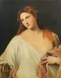called Titian Tiziano Vecellio, Flora, oil on canvas