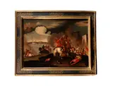 Cavalry Skirmishes by Italian School, a pair, oil on canvas, sold Feb 2016