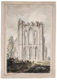 Edward Dayes, Rievaulx Abbey, Yorkshire, pencil and watercolour on wove paper, laid down