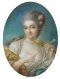 Portrait of a lady, as Diana by French School, pastel on blue paper, oval, offered Feb 2016