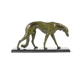 Louis-Albert Carvin, large Art Deco bronze model of a Borzoi, bronze