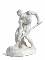 Alfred Boucher, large marble figure of a male nude, marble