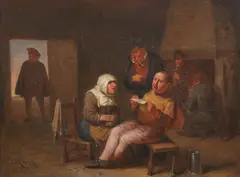 Egbert van Heemskerck II, Peasants in an interior, oil on canvas