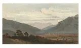 Johann Heinrich Schilbach, Zwei Ölstudien: Stadt im Gebirgstal / Italienische Küste, Jeweils Öl auf Papier auf Karton