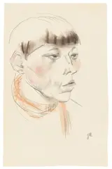 Jeanne Mammen, Frau mit Stupsnase, Um 1930, Farbkreide und Bleistift auf Papier