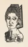 Max Beckmann, Frau mit Kerze, 1920, Holzschnitt auf Bütten