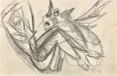Ernst Wilhelm Nay, La Belle et la Bête, 1944, Bleistift auf Papier