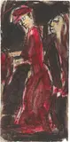 Frau in rot by Christian Rohlfs, Um 1916, Tempera auf dünnem Karton, sold Jan 2026