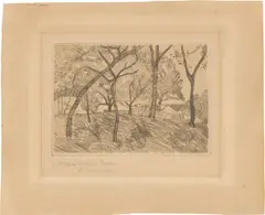 Paula Modersohn-Becker, Landschaft unter Bäumen“. 1902 ?, Radierung und Roulette auf festem Velin