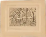 Paula Modersohn-Becker, Landschaft unter Bäumen“. 1902 ?, Radierung und Roulette auf festem Velin