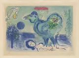 Marc Chagall, Paysage au Coq, 1958, Farblithografie auf Arches-Velin