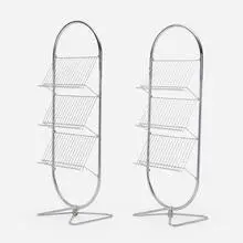 Magazine stands, pair by Verner Panton, c. 1980, chrome-plated steel, sold Apr 2024