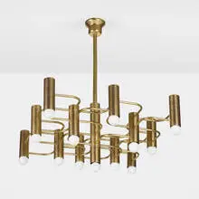 Gaetano Sciolari, Chandelier, c. 1970, brass-plated steel, plastic