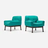 Piero Ranzani, Lounge chairs, pair, c. 1965, upholstery, rosewood