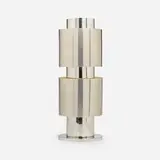 Willy Rizzo, Table lamp, c. 1965, chrome-plated, brushed, and enameled stainless steel