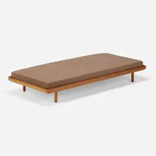 Daybed for Hotel Luxor, São Paulo by Sergio Rodrigues, 1962, mahogany, upholstery, sold Apr 2024