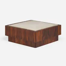 Brazilian, Coffee table, c. 1975, rosewood, marble